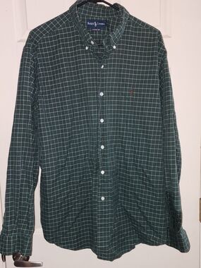 Ralph Lauren Dark Green Windowpane Button-Down Shirt